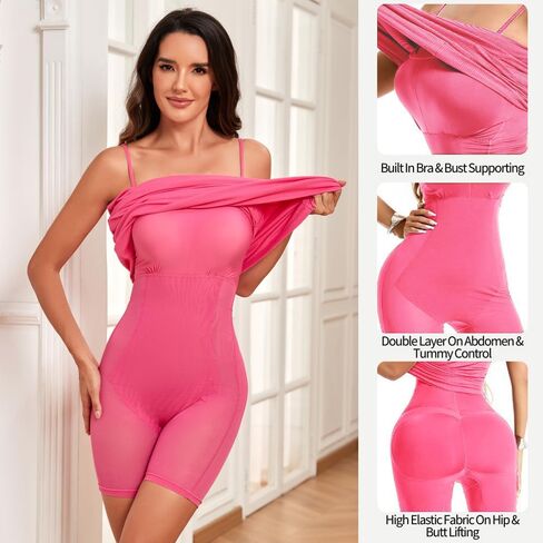 فستان ليوبارتس للنساء فستان بودي كون متوسط ​​الطول مدمج في ملابس داخلية 8 في 1 بدون أكمام فستان طويل سهل الارتداء in Kuwait