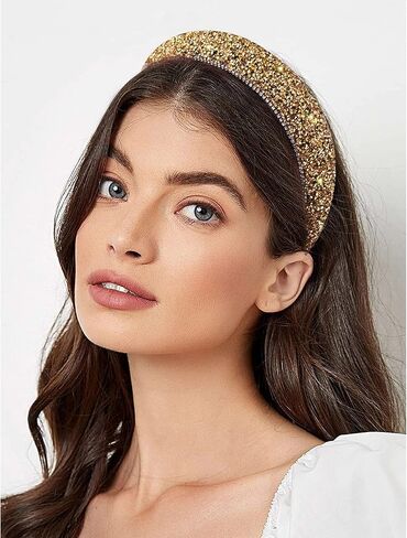 Wecoe Gold Headband Diamond Headband Glitter Headband For Women Rhinestone Padded Headband Bling Sparkle Headbands Fashion Headbands Hair Accessories For Women Girls Gifts in Saudi Arabia