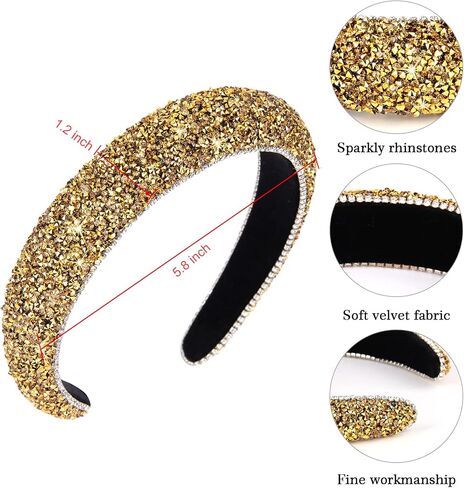Wecoe Gold Headband Diamond Headband Glitter Headband For Women Rhinestone Padded Headband Bling Sparkle Headbands Fashion Headbands Hair Accessories For Women Girls Gifts in Saudi Arabia