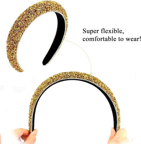 Wecoe Gold Headband Diamond Headband Glitter Headband For Women Rhinestone Padded Headband Bling Sparkle Headbands Fashion Headbands Hair Accessories For Women Girls Gifts in Saudi Arabia