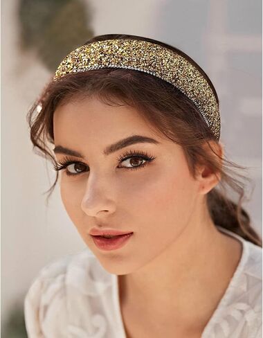 Wecoe Gold Headband Diamond Headband Glitter Headband For Women Rhinestone Padded Headband Bling Sparkle Headbands Fashion Headbands Hair Accessories For Women Girls Gifts in Saudi Arabia