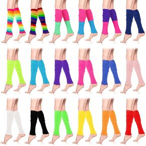 SATINIOR النساء متماسكة تدفئة الساق 80s مضلع تدفئة الساق ثمانين النيون تدفئة الساق زي الساخن طويل القامة تدفئة الساق للرياضة