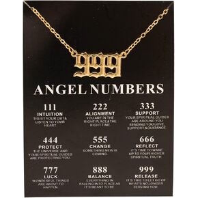 COLORFUL BLING 111 222 333 444 555 777 888 999 Angel Number Necklace with Black Meaningful Card Lucky Number Pendant Choker Numerology Jewelry Birthday Gift