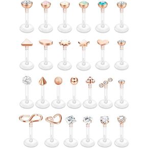 JOERICA 16G Tragus Forward Helix Cartilage Earrings Studs Clear Labret Studs Lip Rings Monroe Piercing Jewelry