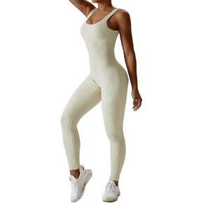 CHANGEZOE Women's One Piece Jumpsuits Ribbed Workout Sleeveless Long Pants Yoga Romper