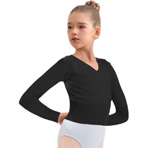WYHDY Women and Girls Ballet Sweater Dance Top V-neck, Warm Up Pullover for Leotards