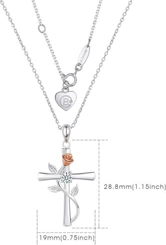 BlingGem الصليب قلادة للنساء 925 الفضة الاسترليني جوهرة قلادة روز الصليب قلادة 5A زركونيا مكعب 12 شهر الميلاد الذكرى السنوية مجوهرات عيد ميلاد هدية للنساء صديقة زوجة in Kuwait