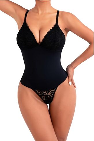 ABMOIU حجم كبير مثير الخامس الرقبة بودسوت/ بدلة الجسم المصنوعة من الدانتيل ملابس داخلية للنساء البطن التحكم قطعة واحدة ثونغ محدد شكل الجسم in Kuwait