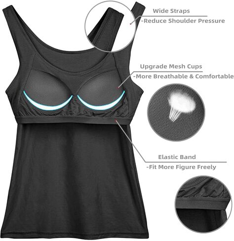 قمصان داخلية نسائية من TAIPOVE بحمالة صدر مدمجة ودعم كاميس أساسي من القطن المطاطي in Kuwait