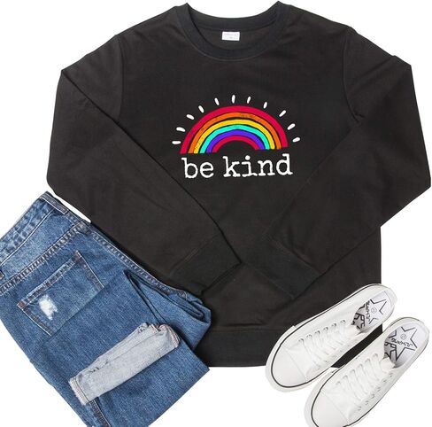 قمصان سويت شيرت نسائية ذات رسومات من Mom's Care بأكمام طويلة وقمصان عصرية لطيفة من نوع Be Kind in Kuwait