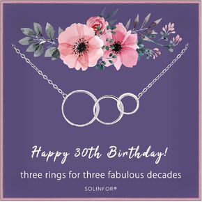 SOLINFOR 30th Birthday Gifts for Women - 925 Sterling Silver Necklace - Three Circle for Her 3 Decade - 30 Years Old Jewelry Gift Idea in Kuwait