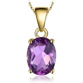 JewelryPalace Natural Gemstone Garnet Peridot Amethyst Citrine Blue Topaz Birthstone Solitaire Pendant Necklace Jewelry Set, 14k Gold Plated 925 Sterling Silver Necklaces for Women, 18 Inch Box chain in Kuwait