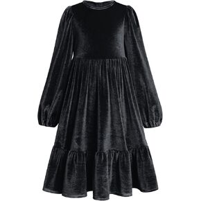 IWEMEK Girls Vintage Velvet Dress with Pockets Long Sleeve Casual Dress Bridesmaid Performance Christmas Pageant Maxi Gown in Saudi Arabia