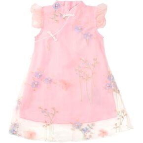 LittleSpring Girls Qipao Dress Sleeveless Summer Chinese Flowers Traditional Dress