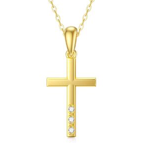 SISGEM 14K Gold Natural Diamond Cross Necklace for Women, Dainty Gold Diamond Accent Cross Pendant Jewelry Religious Blessing Gift for Mom, Wife in Saudi Arabia