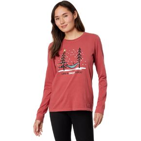 Life is Good Life is Snow Good Hammock Long Sleeve Crusher™ Tee Faded Red XL (US 16-18) in Saudi Arabia