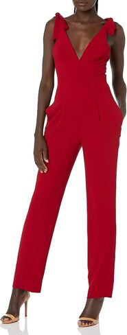 Dress the Population womens Maira Sleeveless Plunging Dress Jumpsuit W Bows in Saudi Arabia