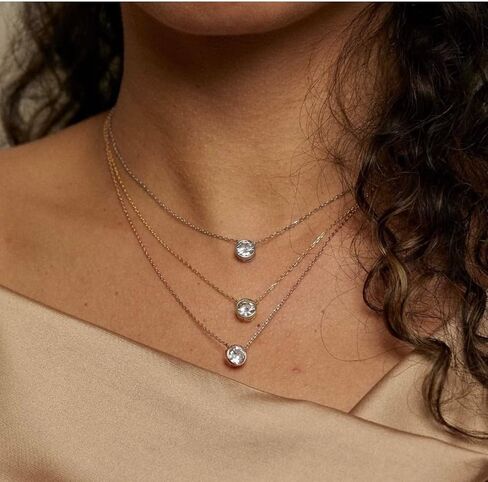 IGI معتمد من الذهب عيار 14 قيراط عيار 1/2 قيراط من الذهب عيار 14 قيراط عيار 1/2 قلادة سوليتير (G-H اللون، VS1-VS2 وضوح)، 18 بوصة - اختيار اللون الذهبي in Kuwait