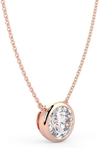 IGI معتمد من الذهب عيار 14 قيراط عيار 1/2 قيراط من الذهب عيار 14 قيراط عيار 1/2 قلادة سوليتير (G-H اللون، VS1-VS2 وضوح)، 18 بوصة - اختيار اللون الذهبي in Kuwait