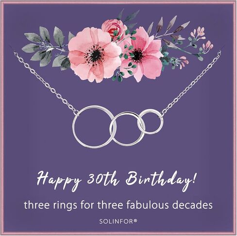 SOLINFOR 30th Birthday Gifts for Women - 925 Sterling Silver Necklace - Three Circle for Her 3 Decade - 30 Years Old Jewelry Gift Idea in Kuwait