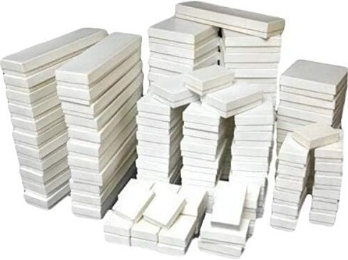 RJ Displays-50 pack Assorted Size White Paper Cardboard Cotton Filled Jewelry Gift Box for Ring, Earring, Charm, Pendant, Necklace, Bracelet, Bangle, Anklet, Belt Buckle, Brooch and Watch in Saudi Arabia