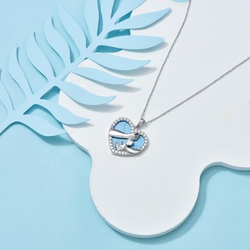 PELOVNY Christmas Gifts Cubic Zircon Hug Necklace 925 Sterling Silver Turquoise Hug Pendant Heart Love Jewelry Gifts for Women Girlfriend Mom in Saudi Arabia