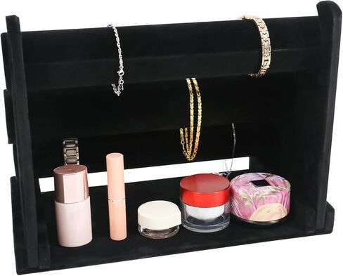 حزمة من 2 حامل أساور مخملي من Patioer مع رف بثلاث طبقات، حامل عرض المجوهرات سوار ساعة ومنظم تخزين قلادة، أسود in Kuwait