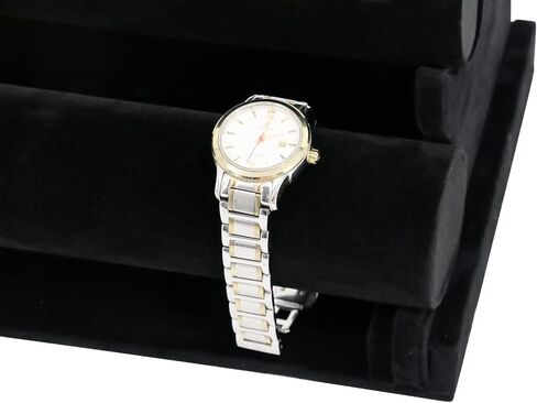 حزمة من 2 حامل أساور مخملي من Patioer مع رف بثلاث طبقات، حامل عرض المجوهرات سوار ساعة ومنظم تخزين قلادة، أسود in Kuwait