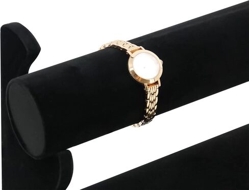 حزمة من 2 حامل أساور مخملي من Patioer مع رف بثلاث طبقات، حامل عرض المجوهرات سوار ساعة ومنظم تخزين قلادة، أسود in Kuwait