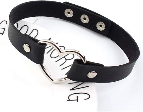 CH 1PC Gothic Choker PU Leather Heart Pendant Necklace Women Jewelry Punk Gift in Saudi Arabia