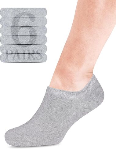 هيو أوغولي الرجال الخيزران لا تظهر الجوارب | جوارب غير مرئية غير قابلة للانزلاق | جوارب ناعمة ورقيقة وغير ملحومة ذات قصة منخفضة | رمادي فاتح|مقاس الحذاء 11-13| 6 أزواج in Kuwait