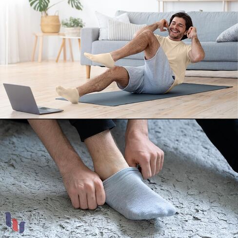 هيو أوغولي الرجال الخيزران لا تظهر الجوارب | جوارب غير مرئية غير قابلة للانزلاق | جوارب ناعمة ورقيقة وغير ملحومة ذات قصة منخفضة | رمادي فاتح|مقاس الحذاء 11-13| 6 أزواج in Kuwait