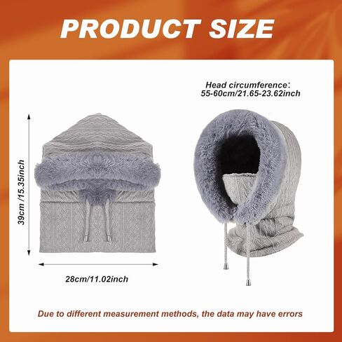 Liitrsh 2 Pieces Winter Wind Resistant Ski Mask for Women and Men Face Mask Warm Womens Hats Hooded Scarf Women's Balaclavas Pullover Knitted Hat for Men and Women in Saudi Arabia