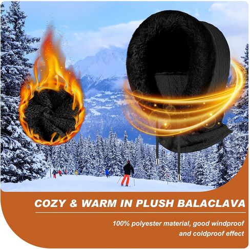 Liitrsh 2 Pieces Winter Wind Resistant Ski Mask for Women and Men Face Mask Warm Womens Hats Hooded Scarf Women's Balaclavas Pullover Knitted Hat for Men and Women in Saudi Arabia