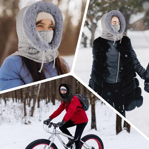Liitrsh 2 Pieces Winter Wind Resistant Ski Mask for Women and Men Face Mask Warm Womens Hats Hooded Scarf Women's Balaclavas Pullover Knitted Hat for Men and Women in Saudi Arabia