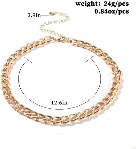 Aluinn Gold Choker Necklace Dainty Chunky Necklace Chain Cuban Link Chain Jewelry for Women and Teen Girl in Kuwait