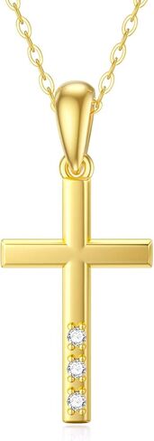 SISGEM 14K Gold Natural Diamond Cross Necklace for Women, Dainty Gold Diamond Accent Cross Pendant Jewelry Religious Blessing Gift for Mom, Wife in Saudi Arabia