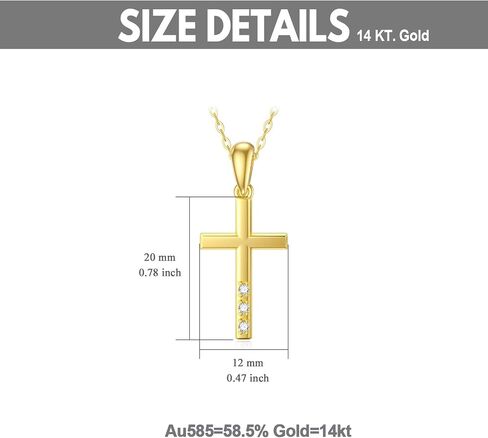 SISGEM 14K Gold Natural Diamond Cross Necklace for Women, Dainty Gold Diamond Accent Cross Pendant Jewelry Religious Blessing Gift for Mom, Wife in Saudi Arabia
