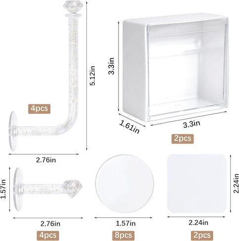 ريتون 10 قطع حامل عصابة الرأس منظم ربطات الشعر، منظم حامل ربطات الشعر اللاصق، خطافات حائط لامعة من الأكريليك الشفاف، عصابة رأس، حامل ربطات الشعر، منظم إكسسوارات الشعر للفتيات والنساء in Kuwait