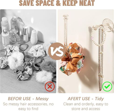 ريتون 10 قطع حامل عصابة الرأس منظم ربطات الشعر، منظم حامل ربطات الشعر اللاصق، خطافات حائط لامعة من الأكريليك الشفاف، عصابة رأس، حامل ربطات الشعر، منظم إكسسوارات الشعر للفتيات والنساء in Kuwait