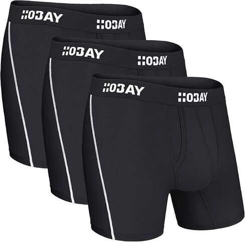 HOBAY Men's Underwear Breathable Mesh Boxer Briefs Open Fly 3 Pack in Saudi Arabia