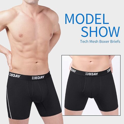 HOBAY Men's Underwear Breathable Mesh Boxer Briefs Open Fly 3 Pack in Saudi Arabia