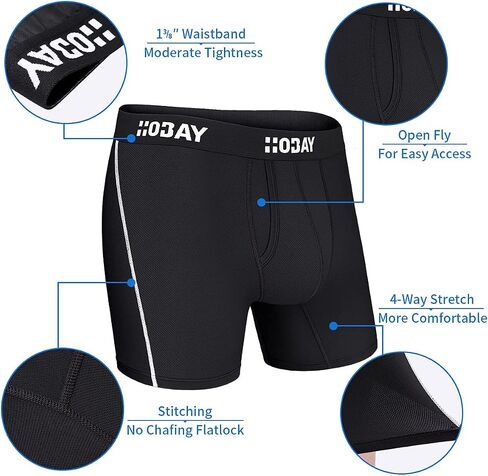 HOBAY Men's Underwear Breathable Mesh Boxer Briefs Open Fly 3 Pack in Saudi Arabia