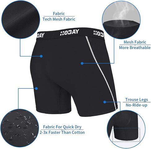 HOBAY Men's Underwear Breathable Mesh Boxer Briefs Open Fly 3 Pack in Saudi Arabia