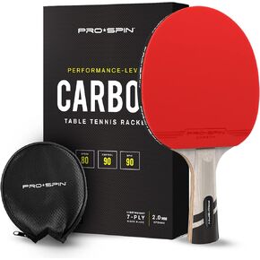 PRO-SPIN Ping Pong Paddles | Carbon Table Tennis Rackets | Elite Series 7-Ply Blade, Premium Rubber, 2.0mm Sponge & Rubber Protector Case | Shakehand or Penhold Grip in Kuwait