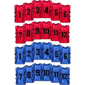 MTTYYD Scrimmage Training Vest Team Sports Pinnies Reversible Numbered Soccer Team Pennies Kids Youth Adult Jerseys (24 Pack)