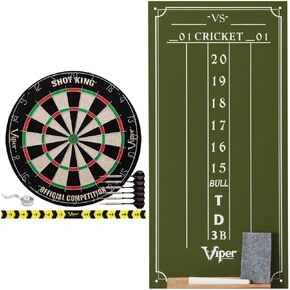 Viper by GLD Products Shot King Regulation Bristle Steel Tip Dartboard Set with Bullseye Metal Radial Spider Wire Compressed Sisal Board with Rotating Number Ring Includes 6 Darts Black in Kuwait