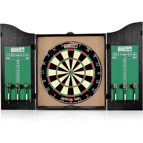 ONE80 All-in-One Dartgame Center with Self-Healing Sisal/Double-Sided Dartboard & Multifunctional Cabinet 6 Steeltip Darts and Mounting Kit Included in Saudi Arabia