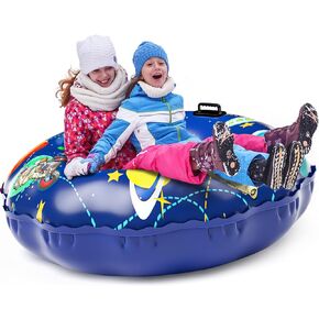Hyperzoo Snow Tube, Extra Large 55" Inflatable Snow Sleds for Kids and Adults Heavy Duty Wear-Resistant Snow Tubes Cover for Sledding with Reinforced Handles for Winter Outdoor Skiing Fun Family Activ in Kuwait