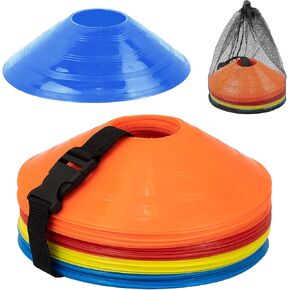 MMOutlets Soccer Cones for Drills with Mesh Bag & Strap-Flexible, Heavy-Duty Sports Cones for Soccer Practice, Basketball, Fitness Training- Agility Cone Sports for Indoor & Outdoor Games